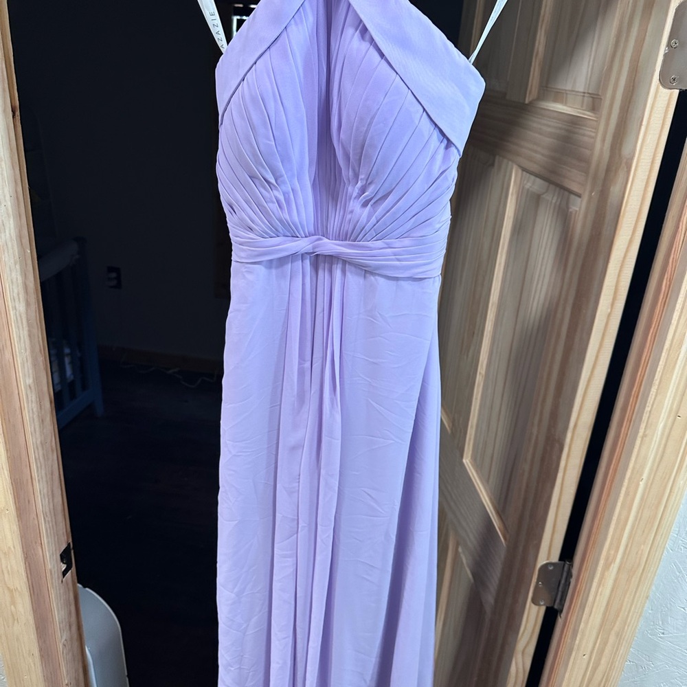 Azazie Purple Ruched Backless Gown